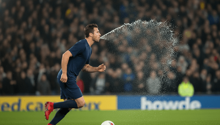Imagem gerada por IA: Por que os jogadores de futebol cospem a água?