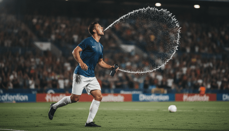 Imagem gerada por IA: Por que os jogadores de futebol cospem a água?