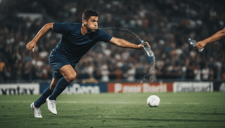Imagen generada con IA: Por qué los futbolistas escupen el agua en lugar de tragarla