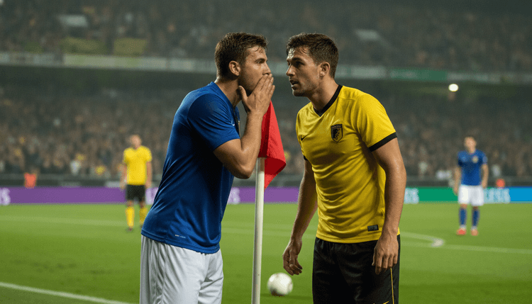 AI-gegenereerde afbeelding: Waarom houden voetballers hun hand voor de mond?