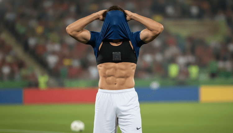 KI-generiertes Bild: Warum tragen Fußballer einen Sport-BH?