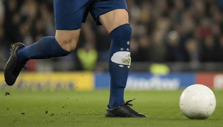 KI-generiertes Bild: Warum machen Fußballer Löcher in die Stutzen?