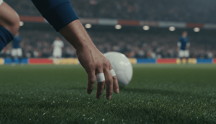 AI-gegenereerde afbeelding: Waarom hebben voetballers verband om hun hand?