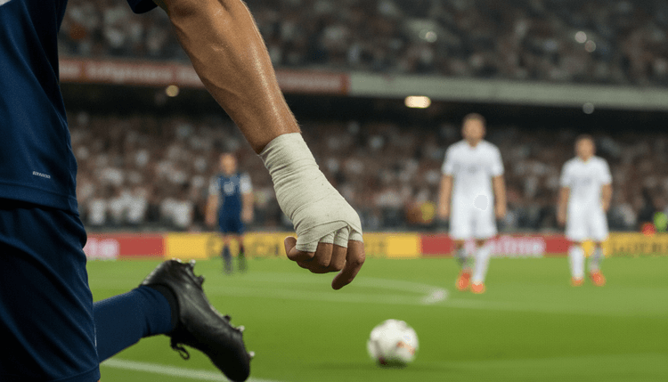Imagen generada con IA: Por qué llevan los futbolistas la mano vendada