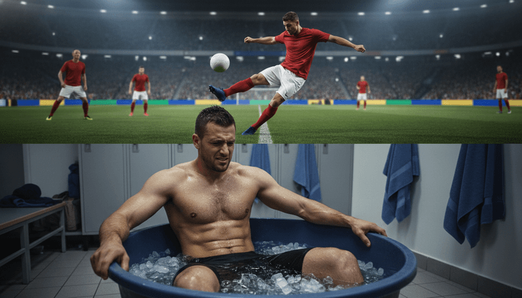 Gambar buatan AI: Kenapa Pemain Sepak Bola Berendam di Air Es Setelah Bertanding?