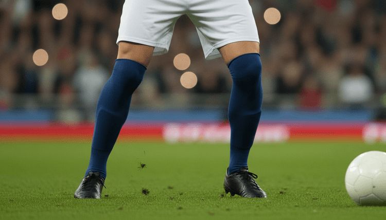 KI-generiertes Bild: Warum tragen Fußballer Kniestrümpfe?