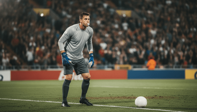 AI-gegenereerde afbeelding: Mag een voetballer kauwgom kauwen tijdens een wedstrijd?