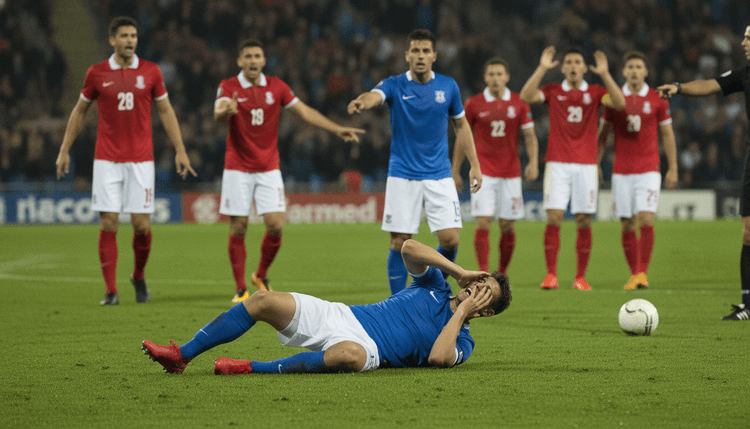 AI-generated image: Why are footballers so dramatic when they fall?
