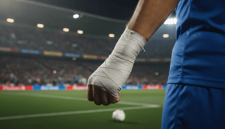 KI-generiertes Bild: Warum haben Fußballer Klebeband am Handgelenk?