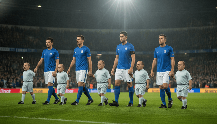 AI-generated image: Why do football players hold children's hands before matches?