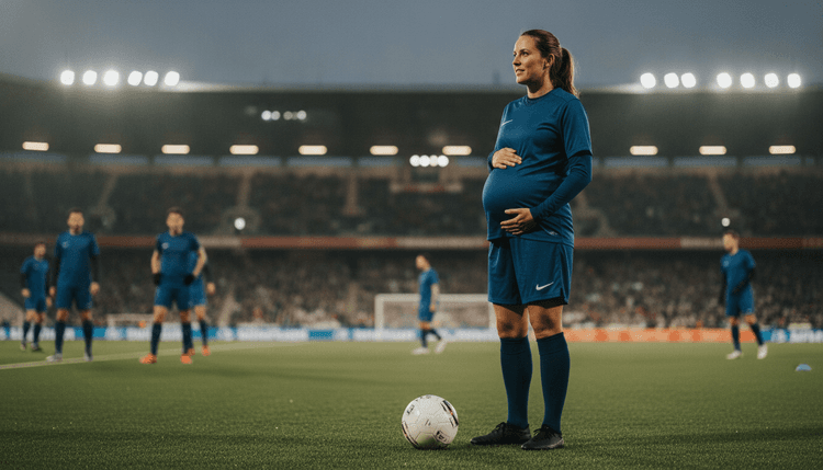 AI-gegenereerde afbeelding: Hoe lang mag je voetballen als je zwanger bent?