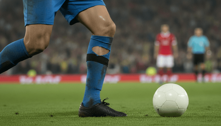 AI-generated image: Why Do Footballers Wear Torn Socks?