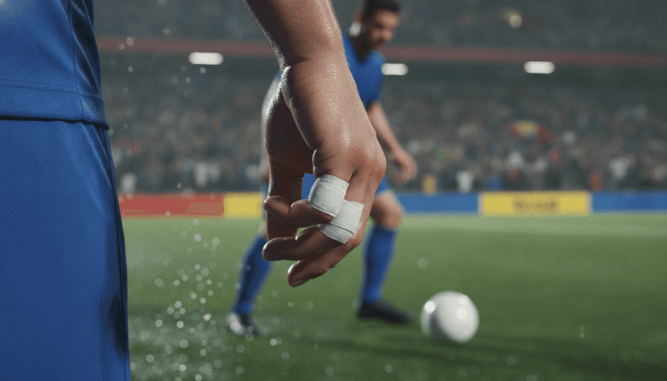 AI-generated image: Why do footballers tie their fingers together?