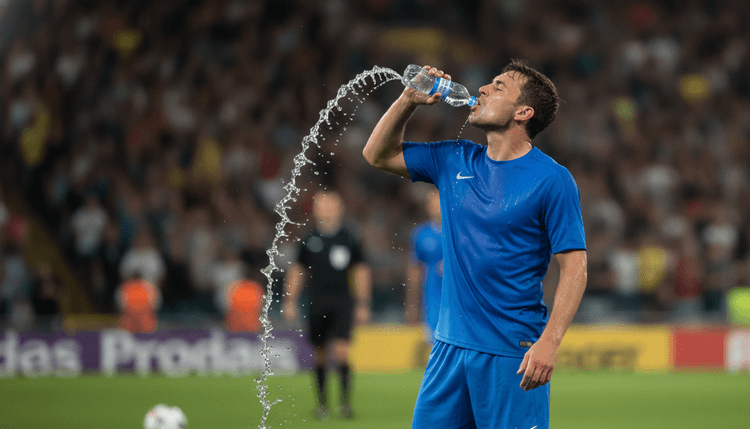 AI-generated image: Why do football players spit out water?
