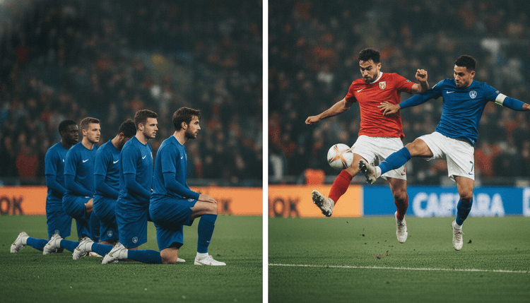 AI-generated image: Why Do Footballers Kneel Before Kickoff?