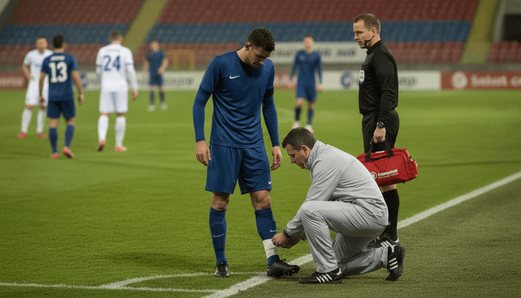 KI-generiertes Bild: Darf ein Fußballspieler das Spielfeld verlassen?