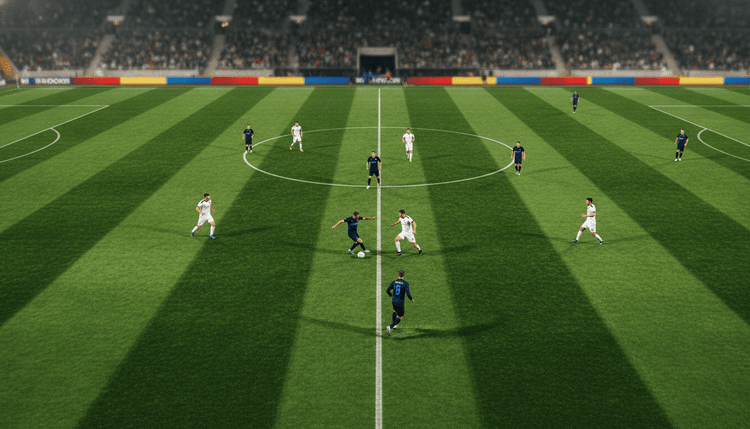 KI-generiertes Bild: Warum ist Fußballrasen zweifarbig?