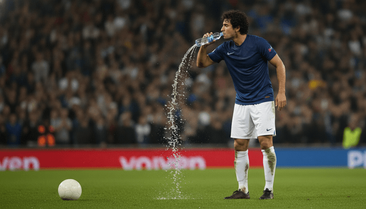 Imagem gerada por IA: Por que os jogadores de futebol não bebem água?
