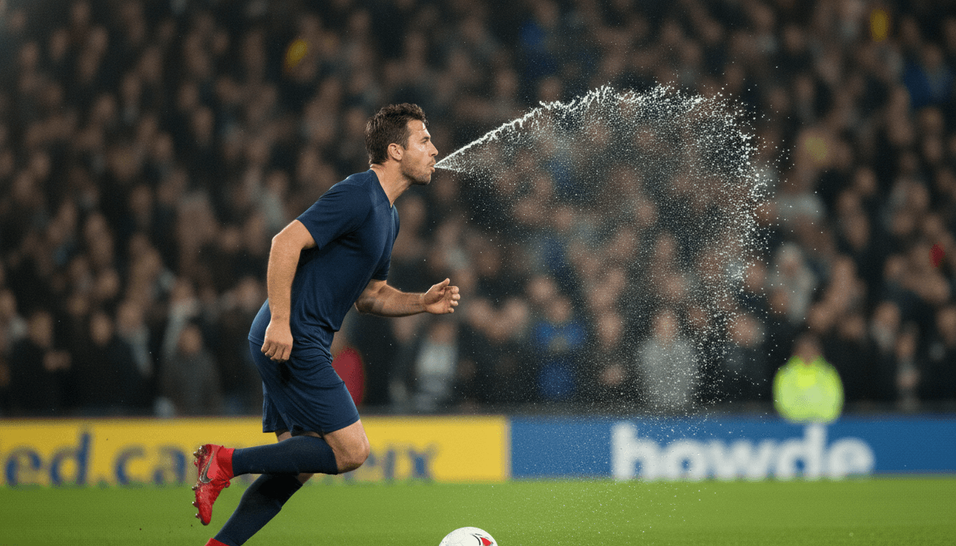 AI-generated image: Por que os jogadores de futebol cospem a água?