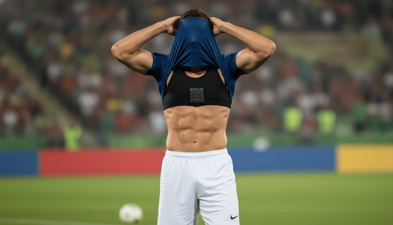 AI-generated image: Warum tragen Fußballer einen Sport-BH?