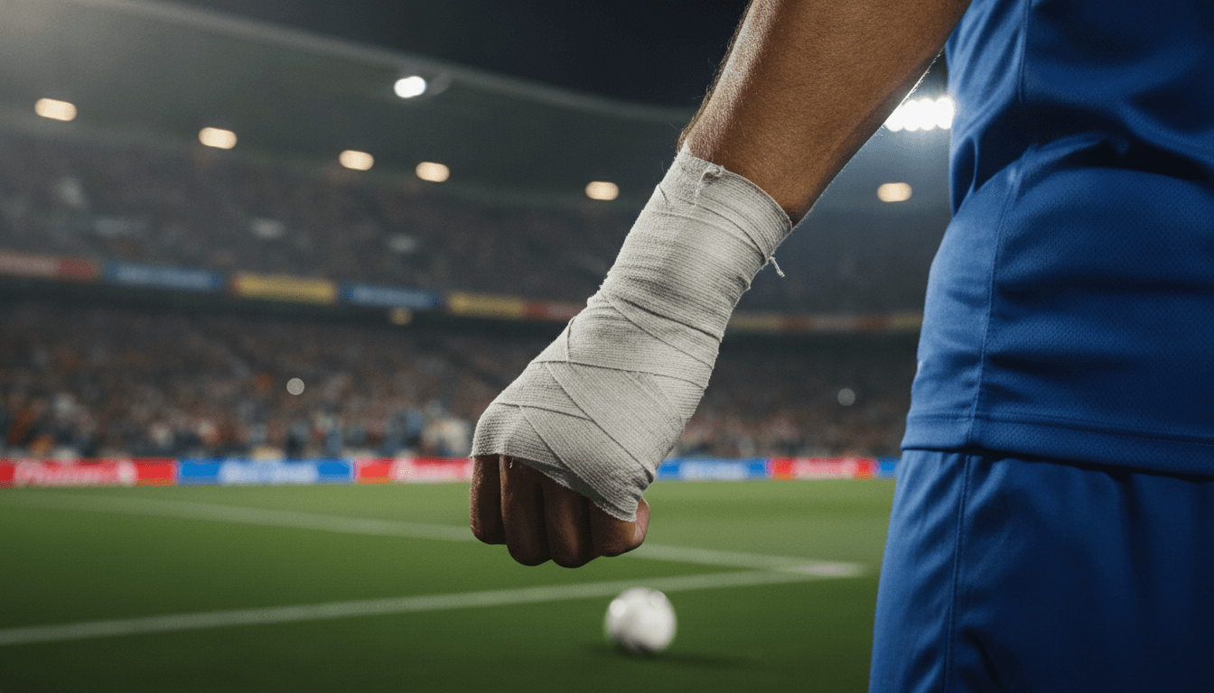 AI-generated image: Warum haben Fußballer Klebeband am Handgelenk?