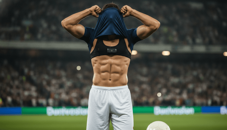 AI-gegenereerde afbeelding: Waarom hebben voetballers een soort bh aan?
